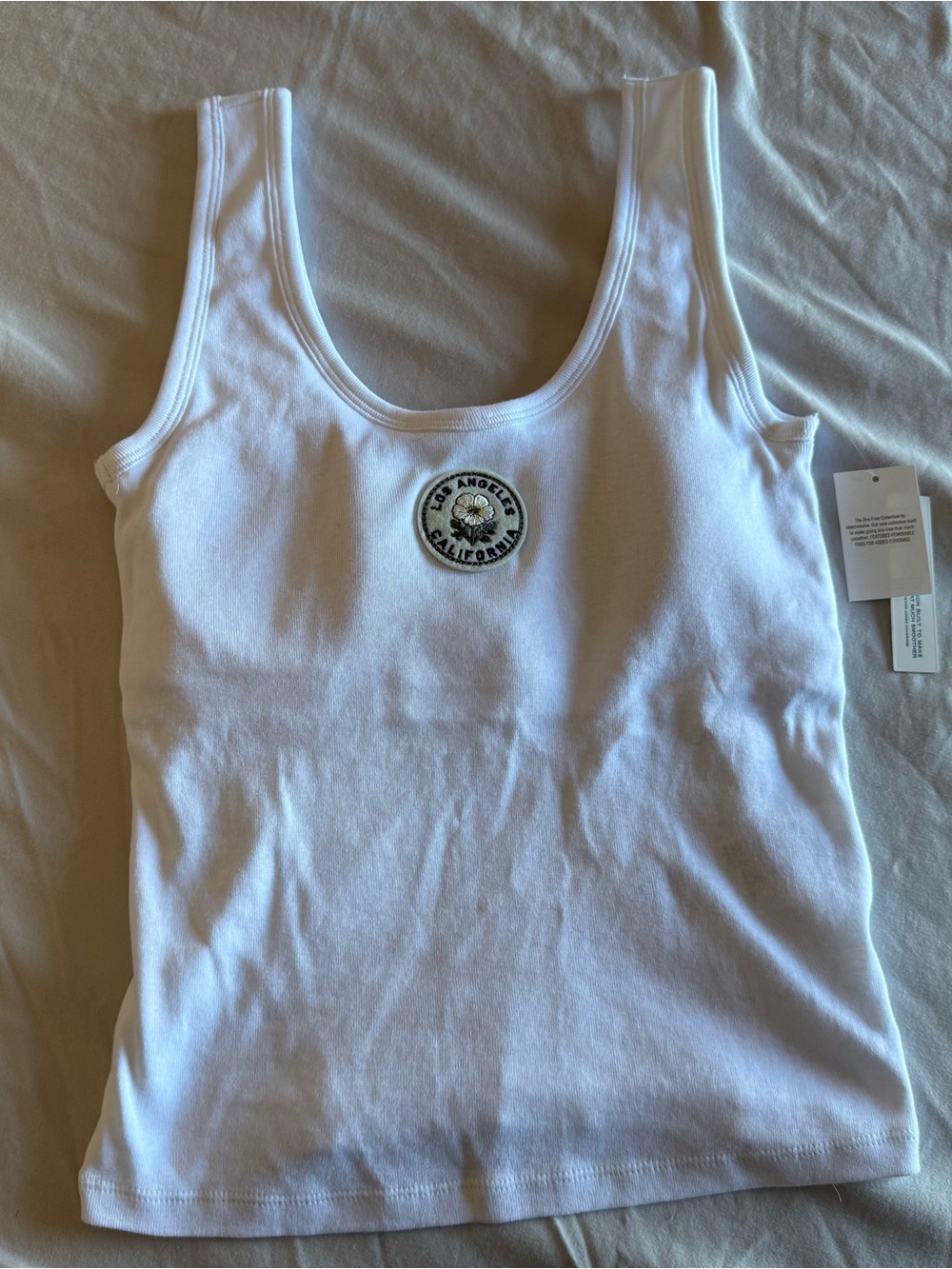 Abercrombie & Fitch Bra-Free Women's White Los Angeles CA Knit Tank Top Scoop S